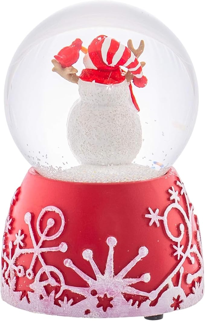 Holiday Red Glitterdome 4.75 x 3.25 Resin 80MM Snow Globe Plays Jingle Bells