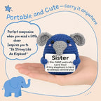 Funny Sister Gifts, Handmade Crochet Elephant Doll, Cute Emotional Support Animal Gift for Sister Bestie, Inspirational Love You Gift, Birthday Idea
