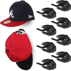 Modern JP Adhesive Hat Hooks for Wall (8-Pack) - Hat Rack for Baseball Caps, Minimalist Hat Display, Strong Hold Hat Hangers for Wall - USA Patented, Black