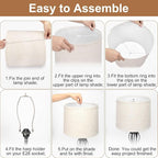 Lampshades Set of 2, Drum Lampshades 11.6" Top x 12.6" Bottom x 9.8" High, Seaside village Medium Lampshades (Spider Fitter), Beige Lampshades Natural Linen Hand Crafted, Easy Assembly Required