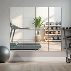 Delma Home Gym Mirror Tiles, 14'' x 12'' Glass Frameless Mirror (16 PCS), Large Wall Mirror for Home Gym,Bedroom,Door,Bathroom