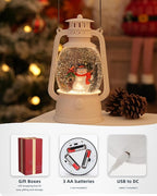 Christmas Snow Globes Snowman Decor, Musical Glitter Globe Light Up 6H Timer Cardinal Mailbox Village Snowman Snow Globe Christmas Decorations
