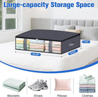 Under Bed Storage Containers, 4 Pack Blanket Storage Bags, Collapsible Storage Bags with Big Zippers, Clear Front, Shoe Storage and Organization for Clothes, Comforter, 60L, Grey