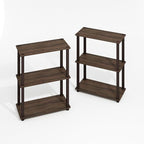 Furinno Turn-S-Tube Storage Shelves Set of 2, 3-Tier Book Shelf, Corner Shelf, Toolless Open Shelves, Square Tubes, for Organization and Storage, Living Room, Garage, Home Office, Black Walnut