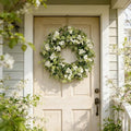 Jobflower 24 Inch Spring Wreaths for Front Door, All Seasons Summer Wreath with Fade-Resistant Greenery, Large Farmhouse Artificial Green Wreath for Outdoor Porch Wall Window Decor, Green