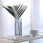 ComSaf Glass Cylinder Vases, Bud Vase for Centerpieces, 8 Inch Tall Ribbed Vase Hurricane Floating Candle Holder, Decorative Flower Vases for Wedding Reception, Home Decor, Housewarming Gift (Grey)