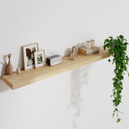 Solid Wood Floating Shelves For Wall, 55”W x 9”D x 1.56”H Large Wall Shelves for Living Room Bedroom Bathroom Kitchen Drcor Storage with Invisible Heavy-Duty Metal Bracket, Natural, Set of 1