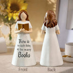 Book Figurine Reading Woman Statue – Reading Resin Figurine for Book Lovers Decor, Bookworm Sculpture, Reading Gifts for Book Lovers Women
