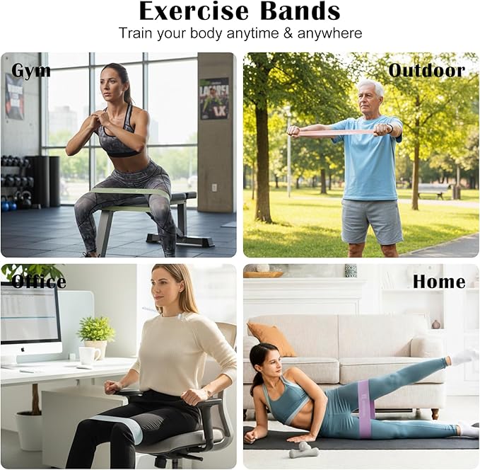 Latex Free Hypoallergenic Silicone Resistance Loop Bands - Non-Slip Glute Booty Elastic Bands for Women, Multiple Packs & Resistance Levels for Home Gym Yoga Pilates Workout & Stretching