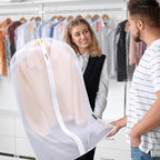 BALEINE 60'' Translucent Garment Bags, 12 Packs PEVA Dress Bag for Closet Clothes Dresses Suit Coats Storage (Black, 12PK)