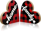 Jetec 2 Pcs Rustic Decorations for Living Room Home Shelf Mantel Entryway Table, Farmhouse Knick Knacks Christian Table Centerpiece Wooden Heart Decor for Dining Room Housewarming Gift(Stylish Style)