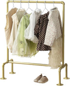 Kids Pipes Dress up Racks, Kids Clothing Racks, Child Garment Racks, Hanging Clothes Rod Storage Shelf Organizers Shelves Shelving, Gold Metal