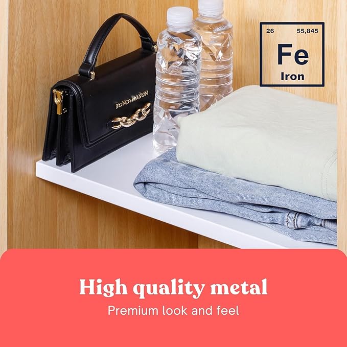 Tension Rod Shelving (17"-26.5" x 10") Expandable Closet Tension Shelf Storage Rack - No Drill Cabinet Tension Rod Shelf for Closet No-Slip