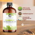 NaturoBliss 100% Pure Lemongrass Essential Oil Therapeutic Grade Premium Quality (4 fl. oz) with Glass Dropper, Perfect for Aromatherapy