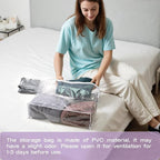 10PACK Clear Zippered Storage Bags for Clothes, 22L Closet Organizers Bag, and Blanket Storage Bags for Bedding, Linen, Blankets, Comforters, Clothing & Toys (White)