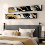 Framed Long Narrow Vertical Abstract Wall Art Set, 2 Piece Black White Gold Luxury Modern Canvas Prints Paintings Artwork for Walls, Pictures for Entryway Hallway Living Room Dining Bedroom Wall Decor