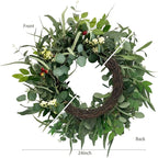 Jobflower 24 Inch Eucalyptus Wreath for Front Door, Artificial Greenery Wreath with Olive Fruit & Berries, Lush All Seasons Farmhouse Wall Decor for Spring Summer Year Round Outside Inside