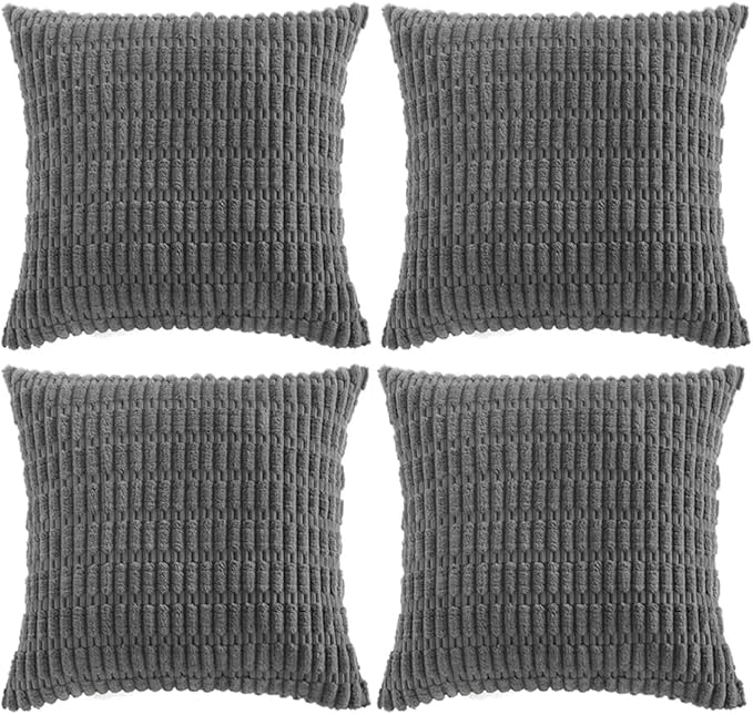 Fancy Homi 4 Packs Decorative Throw Pillow Covers for Living Room Couch Bed, Modern Farmhouse Boho Home Décor Accent Cushion Case, 24" x 24", Dark Gray