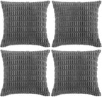 Fancy Homi 4 Packs Decorative Throw Pillow Covers for Living Room Couch Bed, Modern Farmhouse Boho Home Décor Accent Cushion Case, 16" x 16", Dark Gray