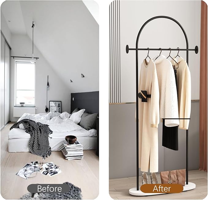Freestanding Coat Rack with Marble Base Heavy Duty Clothes Rack Stand for Entryway, Bedroom, Living Room, Boutiques-67''H