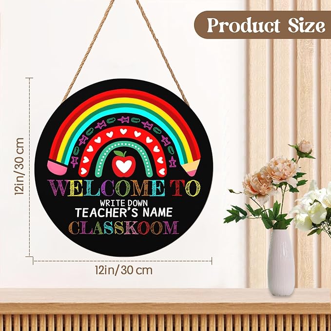 Personalized Welcome Sign for Classroom Custom Teacher Name Classroom Door Sign 12x12in Welcome to Our Classroom Door Hanging Sign Back to School Teacher Supplies Appreciation Gifts