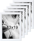 KTKDE 13x19 Picture Frame Set of 5,White Wooden frames, Vertical & Horizontal Wall Hanging for Wall Display,Studio Gallery Photo Frame for Photos, Posters & Art Prints