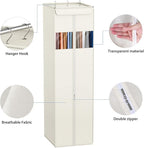 Zilink Long Dress Bag for Hanging Clothes 65" Dress Bags for Gowns Long with Clear Window Space Saving Dress Storage Bags Hanging for Long Dresses, Winter Coat, Trousers, Fur, Beige