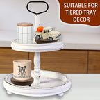 2 Pcs Wood Riser - 3.75' Display Stand for Farmhouse Decor, Tiered Tray Accessories, Round Rustic Pedestal for Home Decorations