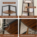 Soild Wood Corner Shelf, 5 Shelf Bookcase for Bathroom & Living Room, Tall Corner Bookshelf with Ladder Design, Space Saving Corner Bookcases (Brown)