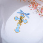 KOMI Baptism Gifts for Boys Blue Enamel Baby Wall Cross Christening Gifts Praying Boy Cross Christening and Dedication Baptismal Gifts from Godmother
