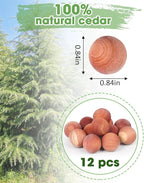 Cedar Balls for Clothes Storage, Aromatic Scent Cedar Wood Balls for Kitchen, Closets Storage and Drawers Freshener, 60 Pack