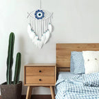 Dremisland Evil Eye Dream Catcher-White Dream Catchers Handmade Feather Evil Eye Wall Hanging Ornament Home Decoration for Bedroom Livingroom Yard, Blessing Craft Gift Bring Good Luck (Pure White)