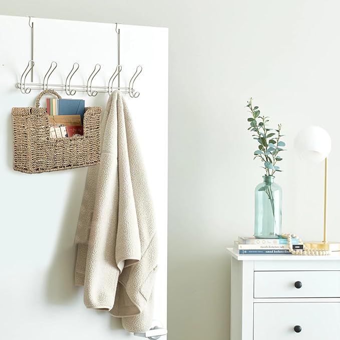 BTSKY Woven Hanging Magazine Holder, Seagrass Magazine Basket, Wall Mounted Storage Basket for Books & Files, Wall File Organizer Magazine Rack with Handle for Home & Office - 12x4.3x7.9 Inch