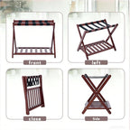 Full Assembled Luggage Rack with 3-Layer Lacquer, Heavy-Duty Up to 150 lbs, Folding Suitcase Stand with Storage Shelf for Home, Guest Room, Bedroom, Hotel