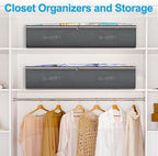 Budding Joy 60L Under Bed Storage Containers, Storage Bins with Clear Lids, Foldable Closet Organizers for Clothes, Blankets, Shoes, Bed Sheets, Comforter, Wrapping Paper, Home Dorm Storage