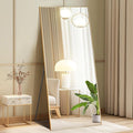 DUMOS 64"x21" Full Length Mirror with Stand, Floor Standing Aluminum Frame, ShatterProof Nano Glass for Bedroom, Living Room, Cloakroom Modern Simple Home Decor, Can Be Hanging, Leaning or Wall, Gold