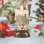 GenSwin Christmas Snow Globes with Music Timer and USB Rechargable Cable, Christmas Lantern Decorations Indoor, 1 Pcs Christmas Music Box with House and Christmas Tree Design for Decor