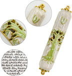 Mezuzah with Scroll for Door, Enamel&Zinc Alloy Blessing Mezuzah Case for Door, Colored Painted Mezuzha Scroll Kosher for Jewish Gifts/Jewish Decor, Christmas (Green)
