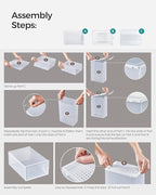 SONGMICS Shoe Boxes, Pack of 15 Shoe Storage Organizers, Stackable Clear Plastic Boxes for Closet, Sneakers, 13.1 x 9.1 x 5.6 Inches, Transparent and White ULSP015W02