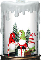 Christmas Snow Globe Gnome Snow Globe Lantern, Light Up Christmas Decorations for Home Musical Lantern Candle Shaped with Timer, Home Decor Festival Gife, USB & Battery Operated 10 Inch