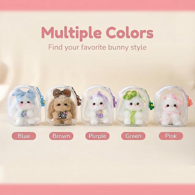 Small Funny Rabbit Handmade Crochet Plush Doll,Positive Cute Fluffy Gifts for Birthday Friends Coworker, Best Friend,Teacher, Mom (Green)