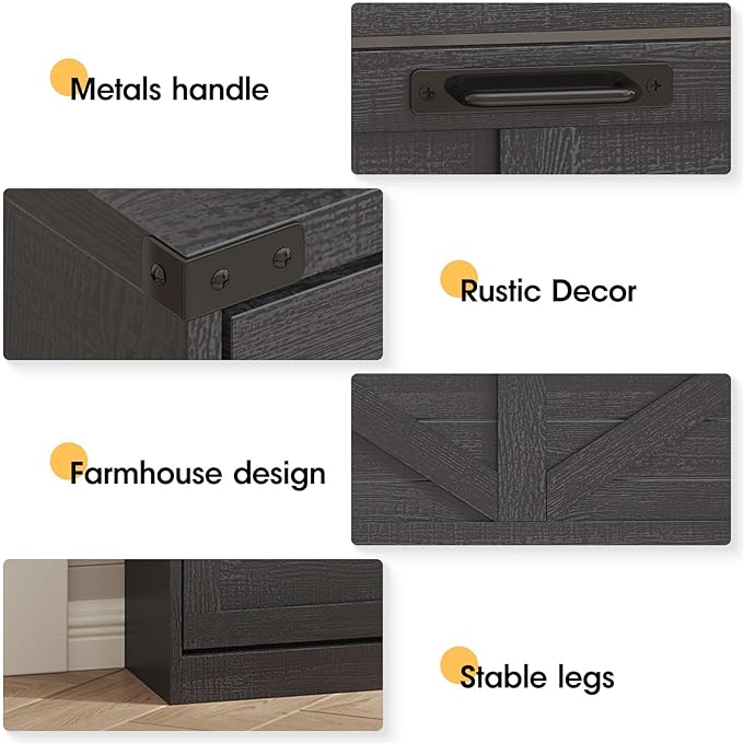 Shoe Cabinet with 3 Flip Drawers & 2 Drawers,Freestanding Shoe Storage Cabinet for Entryway,Farmhouse Narrow Slim Organizer Rack for Foyer,Hallway,Black