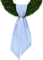 Baby Shower Wreath Sash for Front Door, Blue Seersucker Sash Holiday Stripes Wreath Accessories for Home Wedding Birthday Decorations