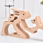 ISHINE Wood Decor Wooden Statue Man and Dog Figurine Handmade Carved Creative Home Office Gift for Men Women Accents Decoration Natural ECO Friendly 7x3 inches (Woman & Dogs Embrace)