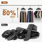 Belt Organizer,2 PCS Belt Hanger for Closet,Tie Organizer for Men,Rotatable Sturdy Shirt Hangers with 8 Hooks,Tie Rack for Belt, Bra, Tank Top, Tie, Hat, Purse,Black