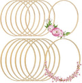 Framendino, 12 Pack Wooden Bamboo Ring Hoop Dream Catcher Rings Macrame Floral Hoops Craft for DIY Wedding Wreath Wall Hanging Decorations (10 In/12 in)