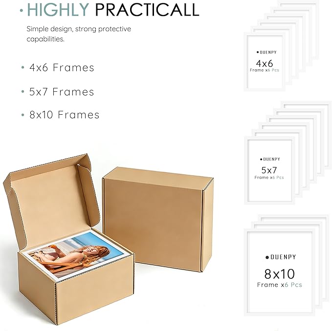 15 Pack Picture Frames Collage Wall Decor, White Frame Set with 3pcs 8x10, 6pcs 5x7, 6pcs 4x6 for Gallery Display, Wall Mounting & Tabletop, Bulk Photo Frames for Living Room Decor