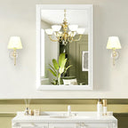 Bathroom Mirror for Over Sink,24x36Inch White Thick Anti-Rust Metal Frame, Rectangle Decorative Wall Mirror with HD Tempered Glass, Horizontal or Vertical Mount for Vanity, Bathroom,Living Room
