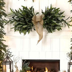 Artificial Olive Swag, Floral Swag with Green Leaves and Olive Fruit, Fake Olive Leaves Decorative Swag