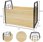 Wood Magazine Holder, Rustic Magazine Storage Rack Floor, Decorative File Book Organizer Basket for Desktop, Newspaper, Mails, Files (Recommend Drill Installation)